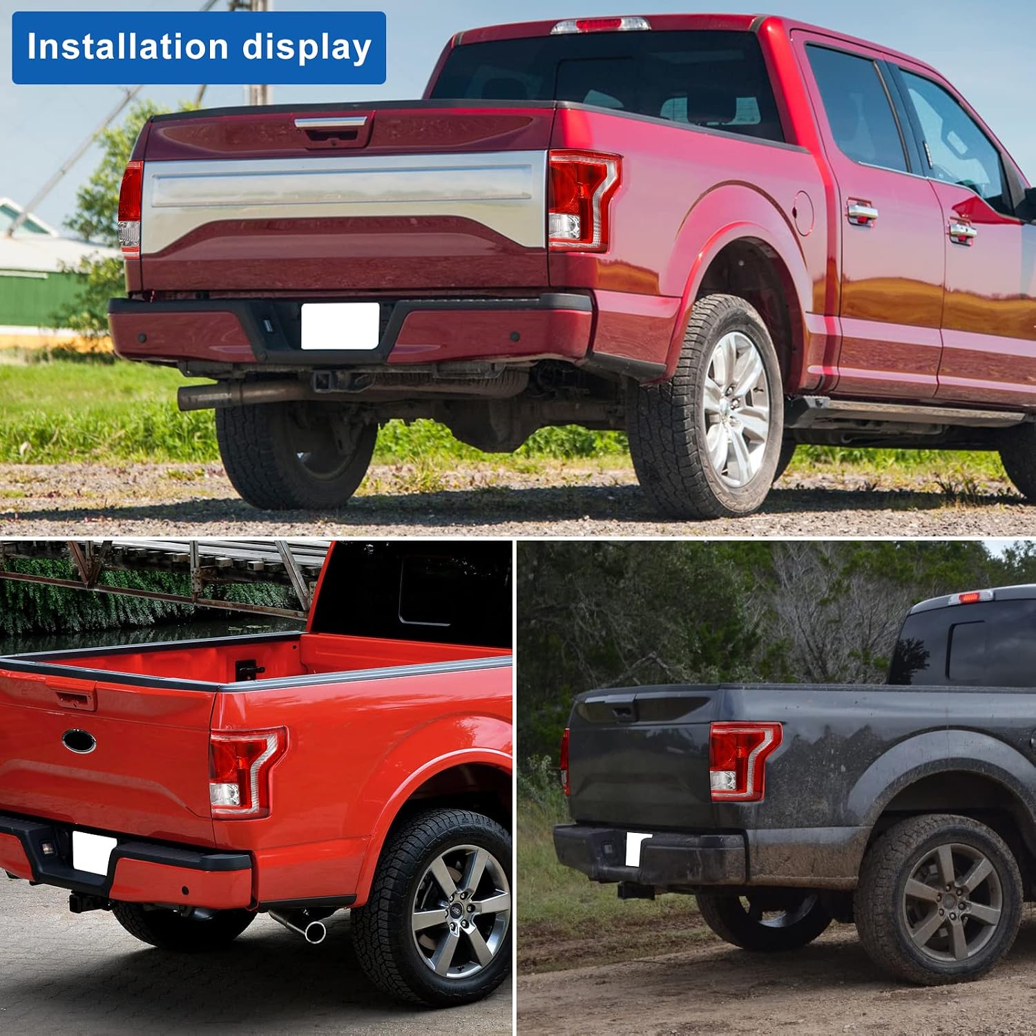 Tail Light Fit For 2015 2016 2017 Ford F150 F-150 Rear Brake Lamp without Bulbs (Right Passenger Side)