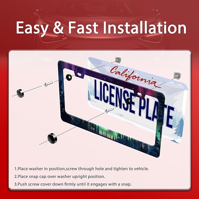 Personalized License Plate Frame Aurora Forest Stainless Steel Accessory Starry - Image 4