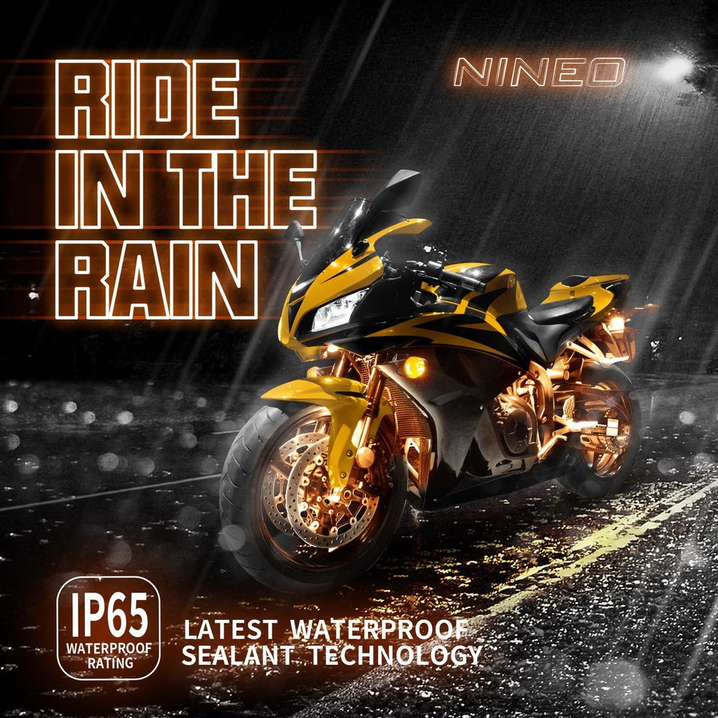 NINEO 8PCS Motorcycle RGB Led Light Kit, Multi-Color Atmosphere Underglow Lights with Memory Function and Red Brake Light, Fit for Street Glide, Road Glide, Sportster, Dyna, Softail, Iron, Touring