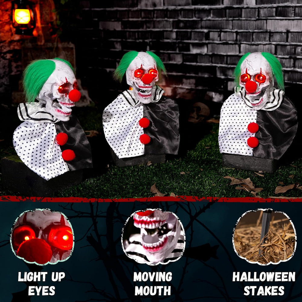 Halloween Animatronics Clown Pathway Markers Decorations, Hanging Animated, F...