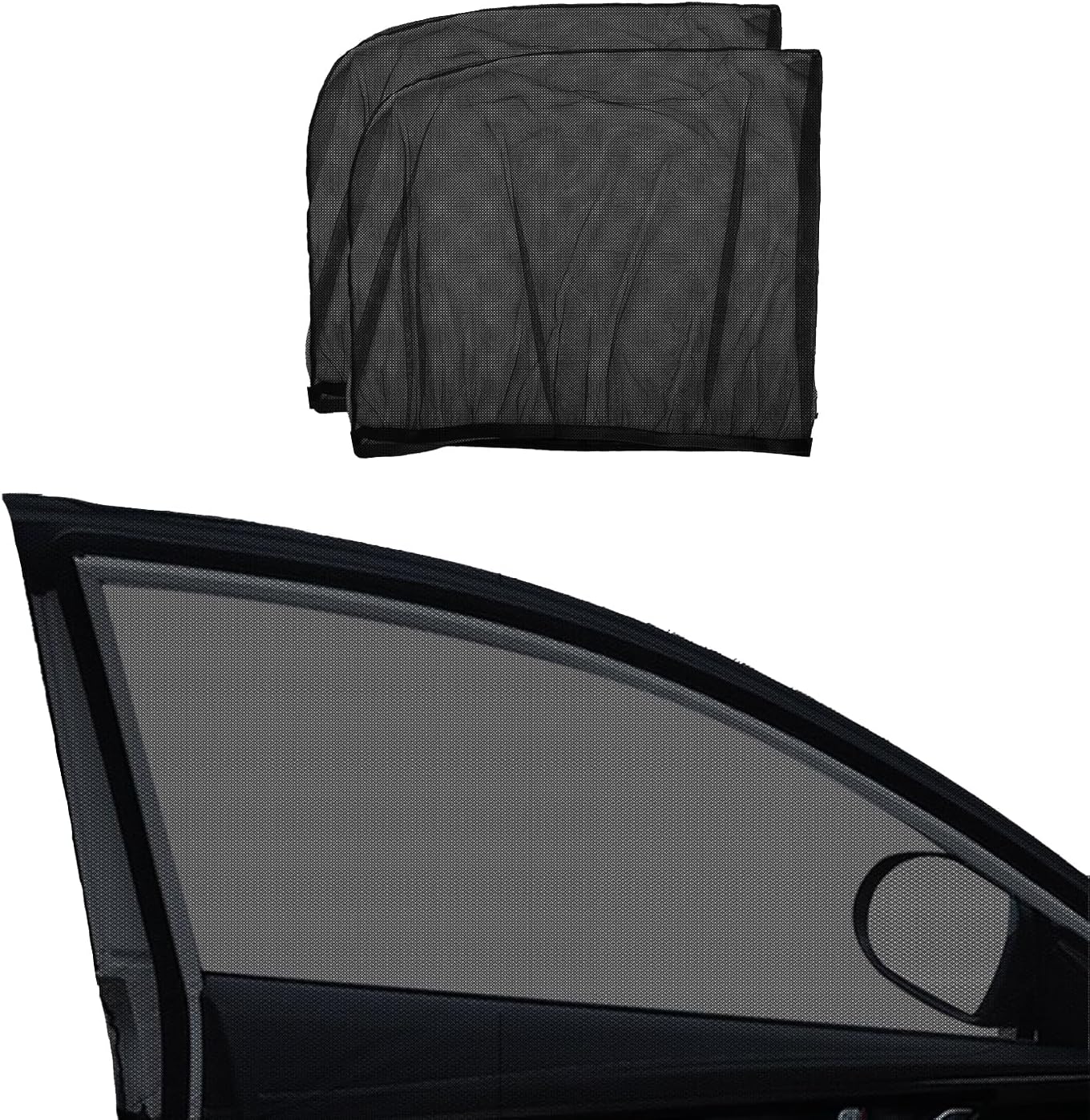 Car Window Screen for Cars and SUVs,2 Packs,Insect-Proof, Maintains Air Circulation, Sun Shading, Privacy Protection(2 Rear Windows)