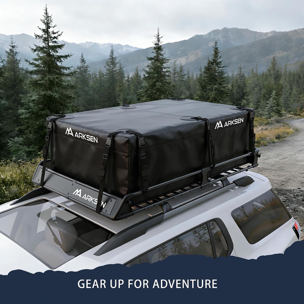 ARKSEN 2-in-1 Foldable Fairing Roof Rack Cargo Basket (Deflector & Flat Mode), 64" x 39" Heavy Duty Steel Rooftop Carrier, 250 lbs Max Load, Fits SUV Truck Pickup for Kayaks, Canoes & Luggage