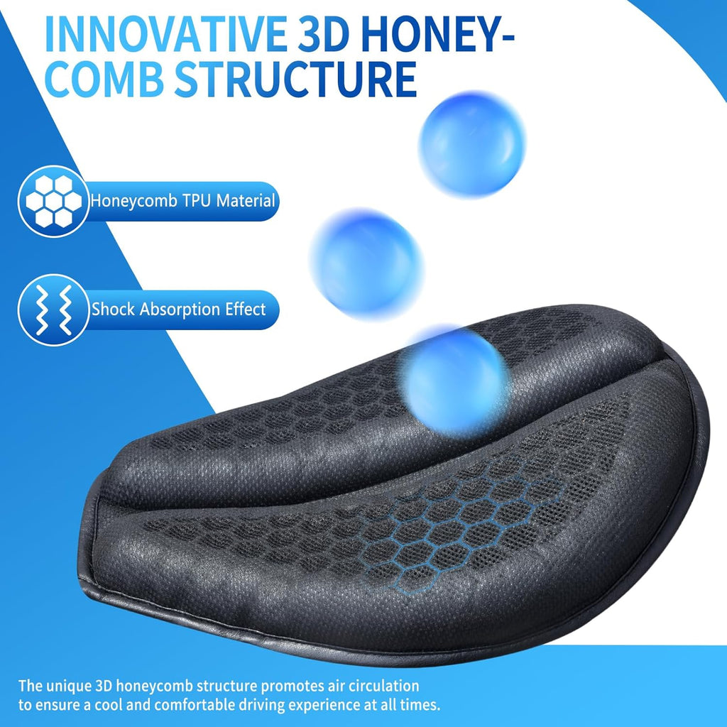 Motorcycle Seat Cushion Gel Pad Universal with 3D-Honeycomb Structure, Soft Gel Seat Pad for Motorcycle, Foldable & Anti-slip Protection, Breathable and Shock Absorption Comfortable for Long Rides