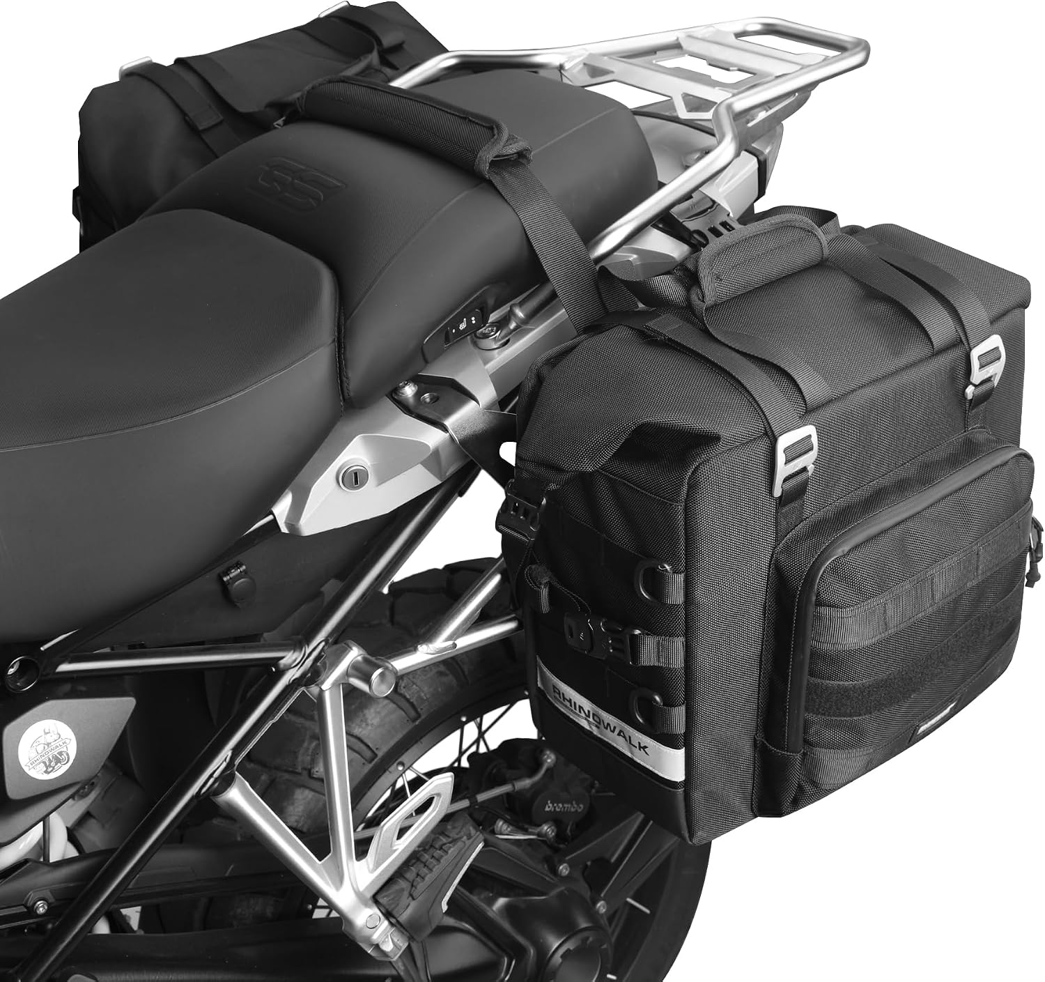 Waterproof Motorcycle Saddle bag Luggage Bag Quick Release Motorcycle Side Bag 25L Fits Most Adventure and Sports Bike Motorbike Racks (Black, 1 pcs)