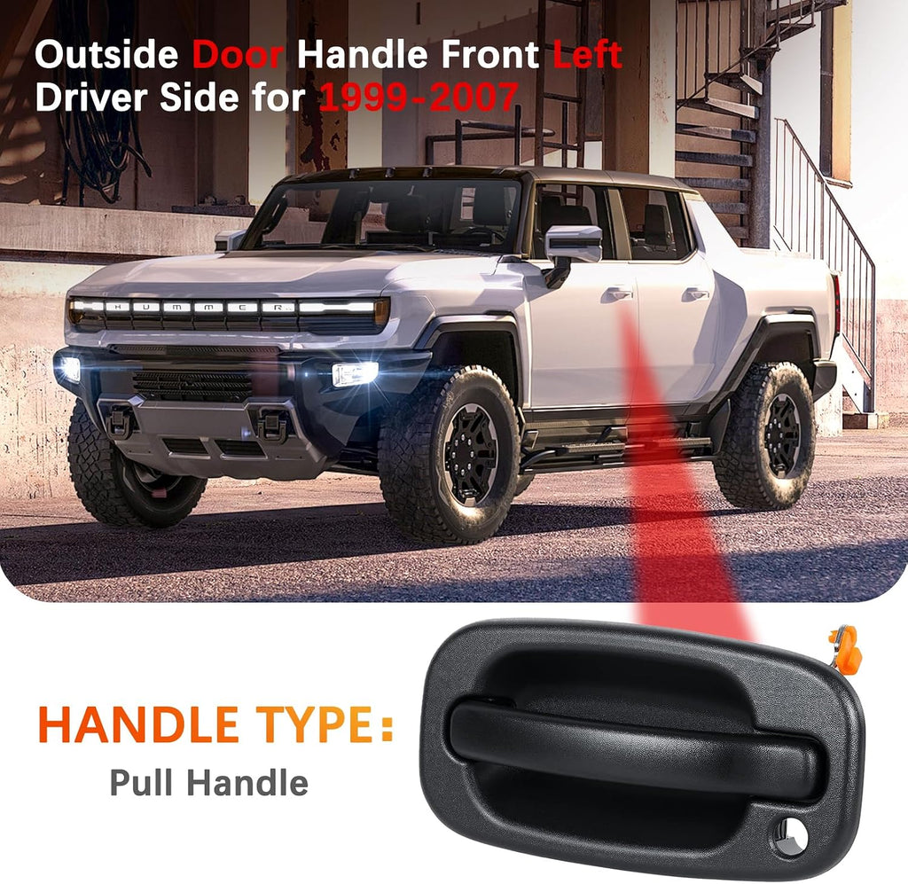 FAERSI Exterior Outside Door Handle Front Left Driver Side for 1999-2007 Chevy Silverado, Tahoe, Suburban, Avalanche, GMC Sierra, Yukon Denali, Cadillac Escalade 77261 15034985
