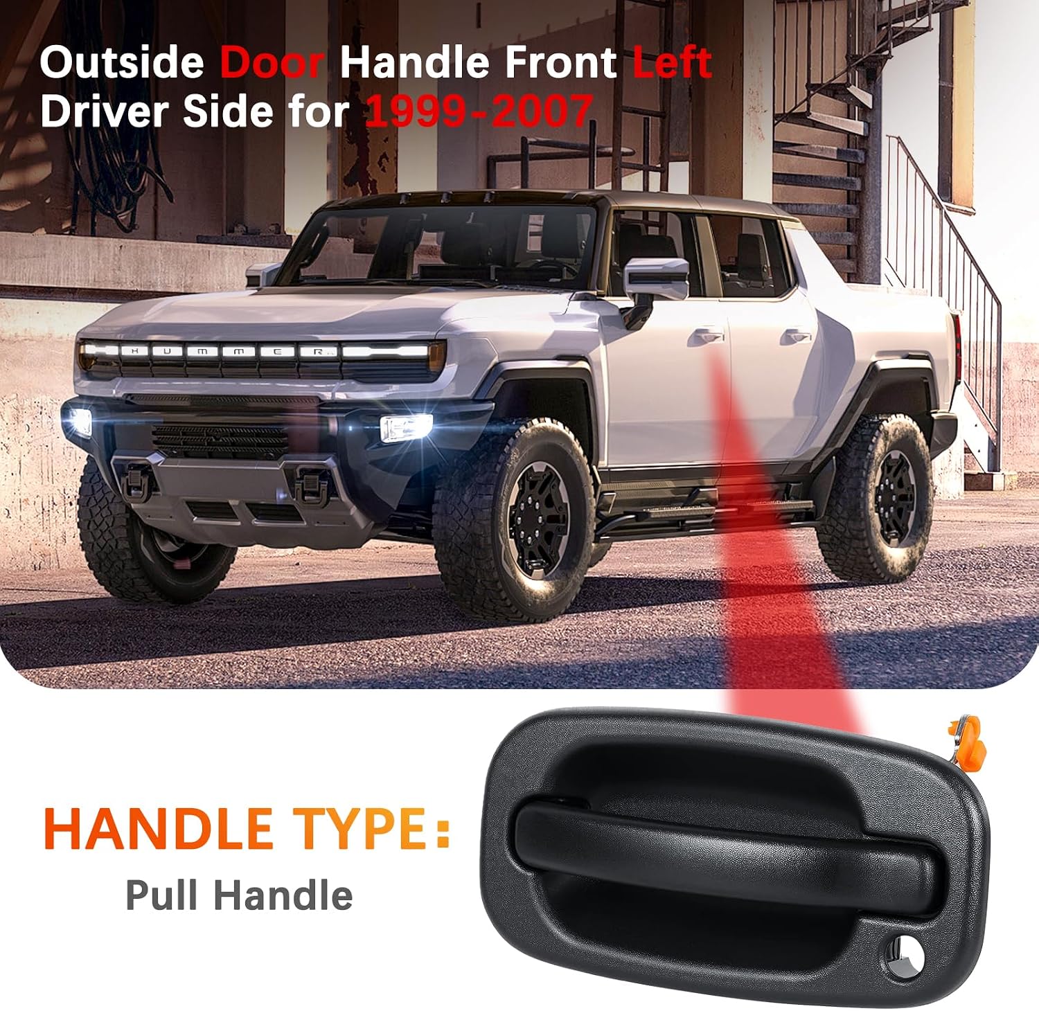 FAERSI Exterior Outside Door Handle Front Left Driver Side for 1999-2007 Chevy Silverado, Tahoe, Suburban, Avalanche, GMC Sierra, Yukon Denali, Cadillac Escalade 77261 15034985