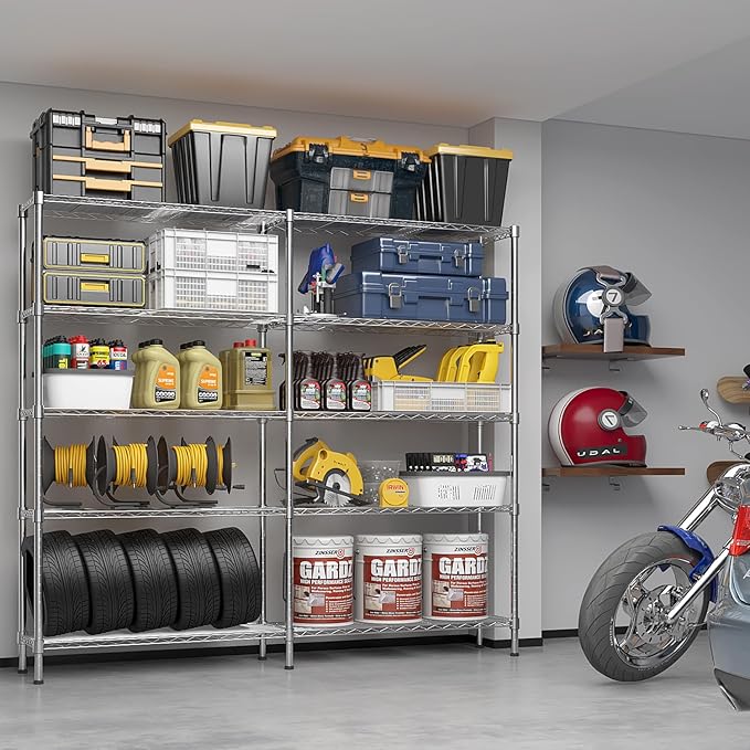 VINGLI 5 Tier Storage Shelves 1430LBS Heavy Duty Metal Shelving, Upgraded 58" W - Image 4