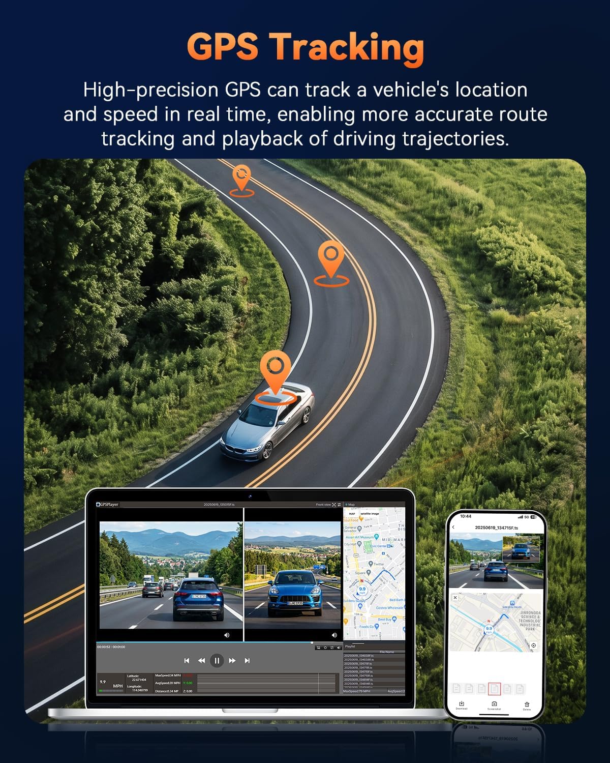 4k+4k dual dash cam front and rear, free, front angle view