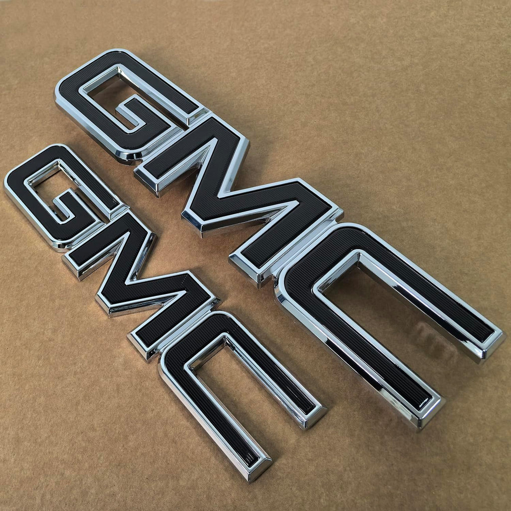 2014-2018 Kit OEM Sierra Front & Rear Emblem 3D Badges Replacement for Sierra 1500 2500HD 3500HD Base Denali SLT SLE 84395038 (Chrome with Black)