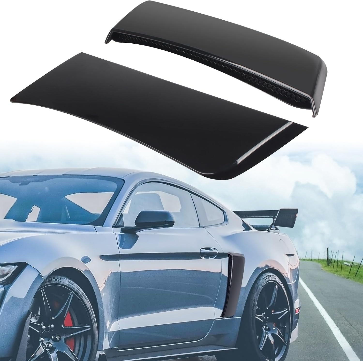 Black Rear Quarter Panel Side Scoop Compatible with Ford Mustang 2015-2023, Rear Side Fender Door Scoops Compatible with Ford Mustang 2015-2023 (2PCS)