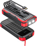 Solar Charger Power Bank, 40000mAh Portable Phone Charger Built in 4 Cables by MinrisePortableCharger