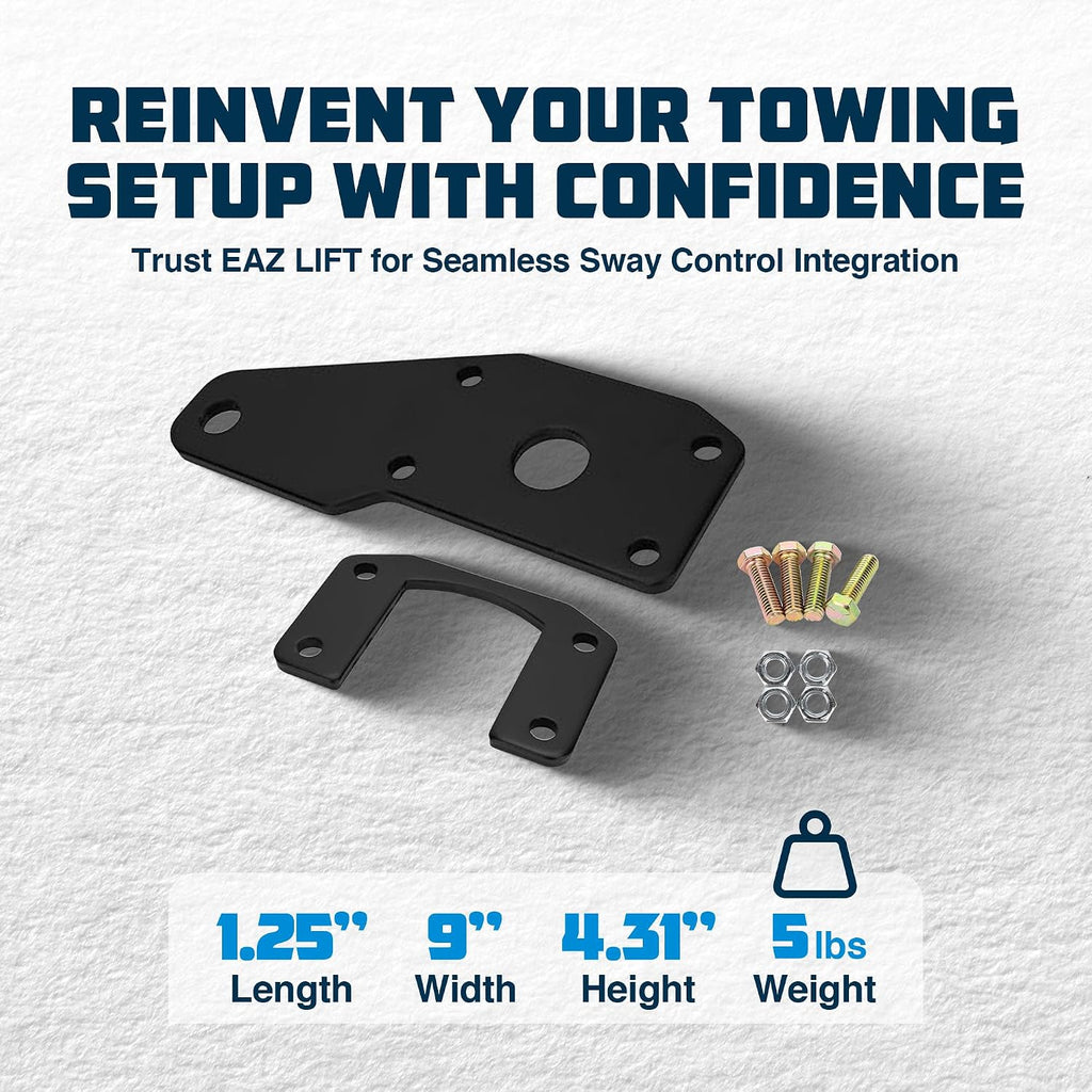 Eaz-Lift Powder Coated Steel Easy to Install Sway Control Left or Right Utility Ball Mount Adapter for 2 Inch Ball Mounts, Gray