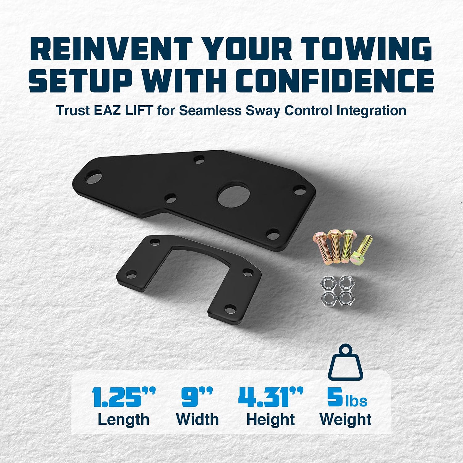 Eaz-Lift Powder Coated Steel Easy to Install Sway Control Left or Right Utility Ball Mount Adapter for 2 Inch Ball Mounts, Gray