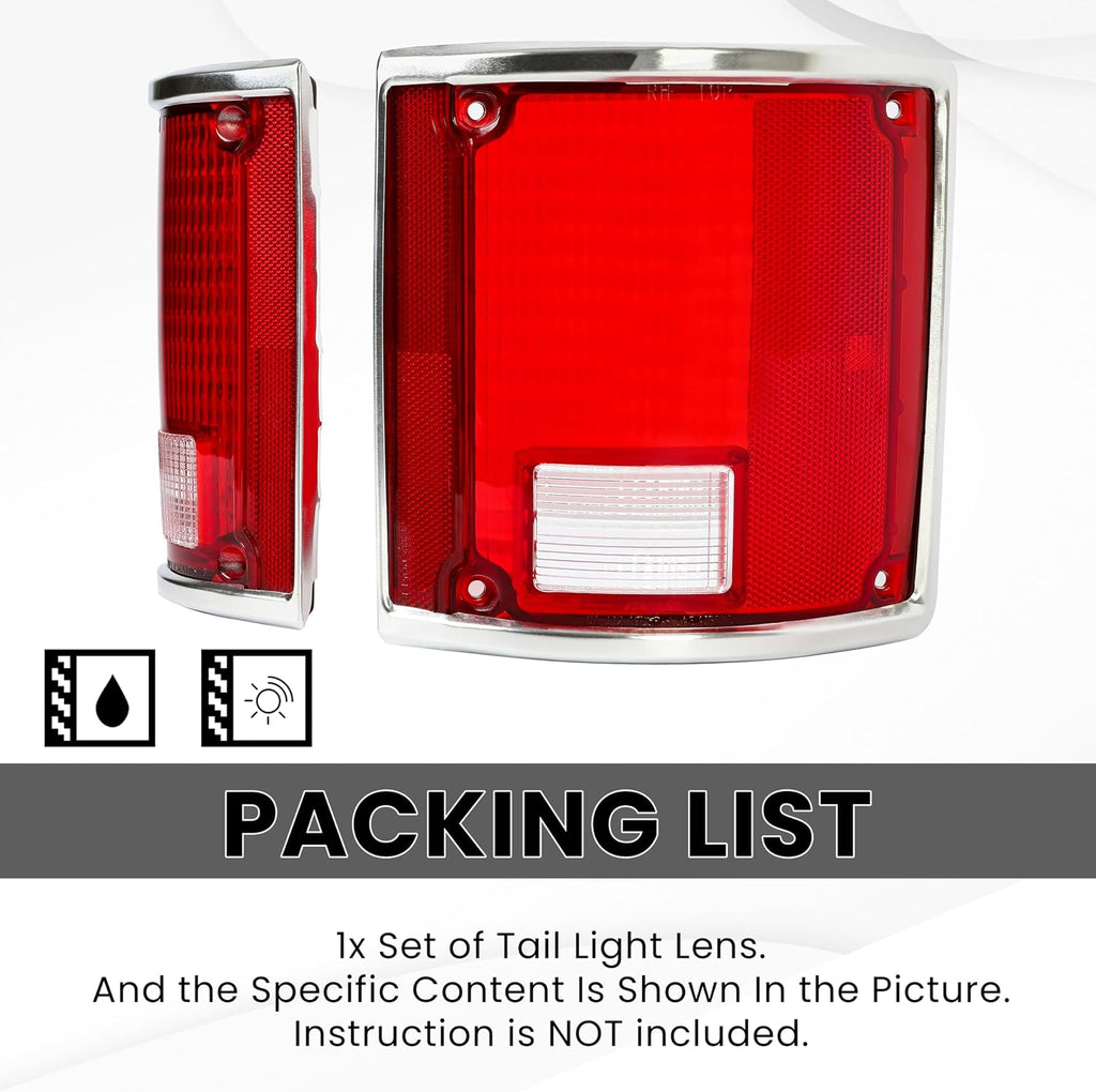 HECASA Pair Tail Light Lens Compatible with 1973-1991 Chevrolet Chevy Blazer Suburban Jimmy Driver Left & Passenger Right Replacement For 5968330, 5968329, GM2801122, GM2800122
