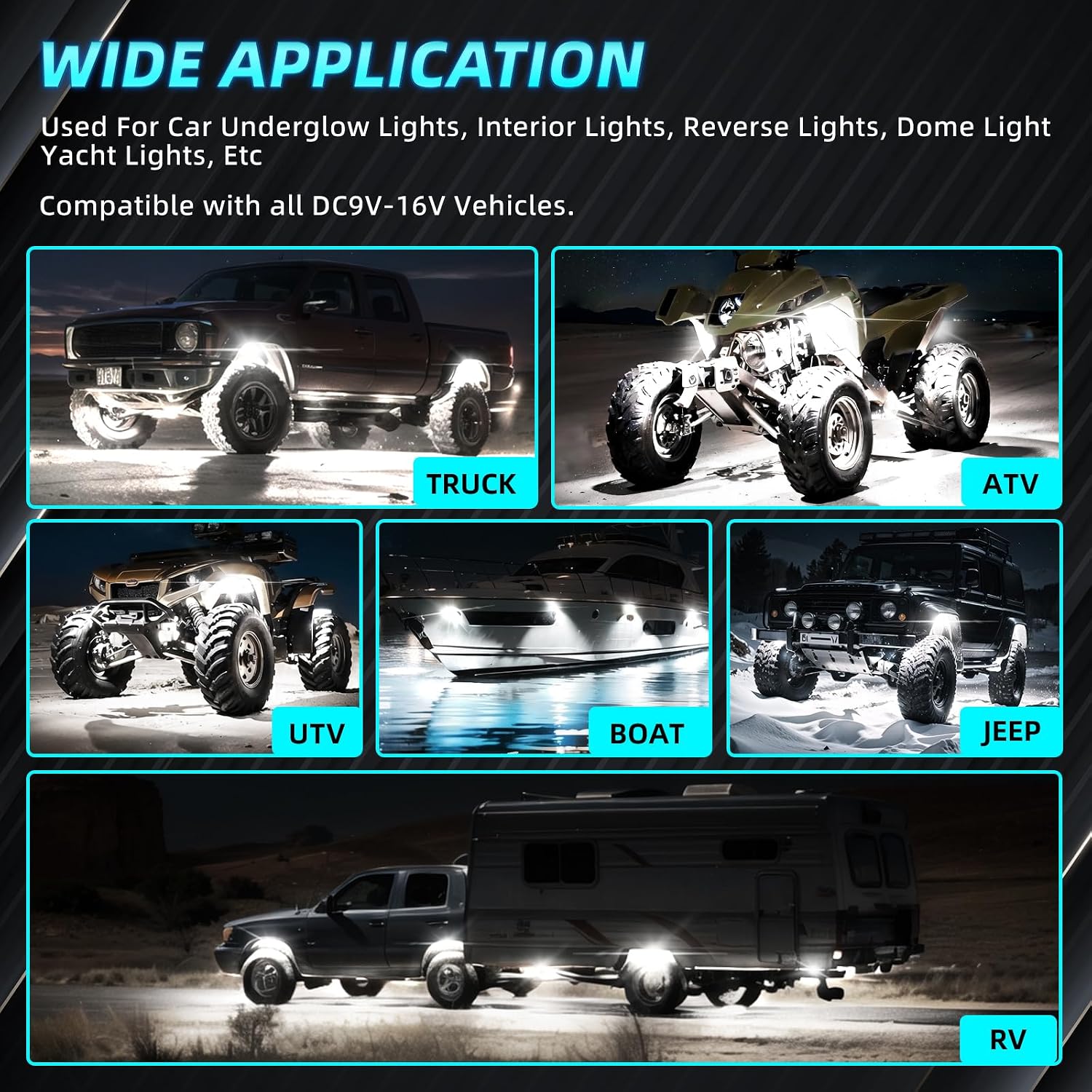 20Pods Full Angle All Pure White LED Rock Lights Full Kit Plug and Play & Pre Wired 6500K with Switch Harness Wiring Extension Fuse, 560Chips Waterproof Underglow 12V for Semi Trucks Pickup Offroad