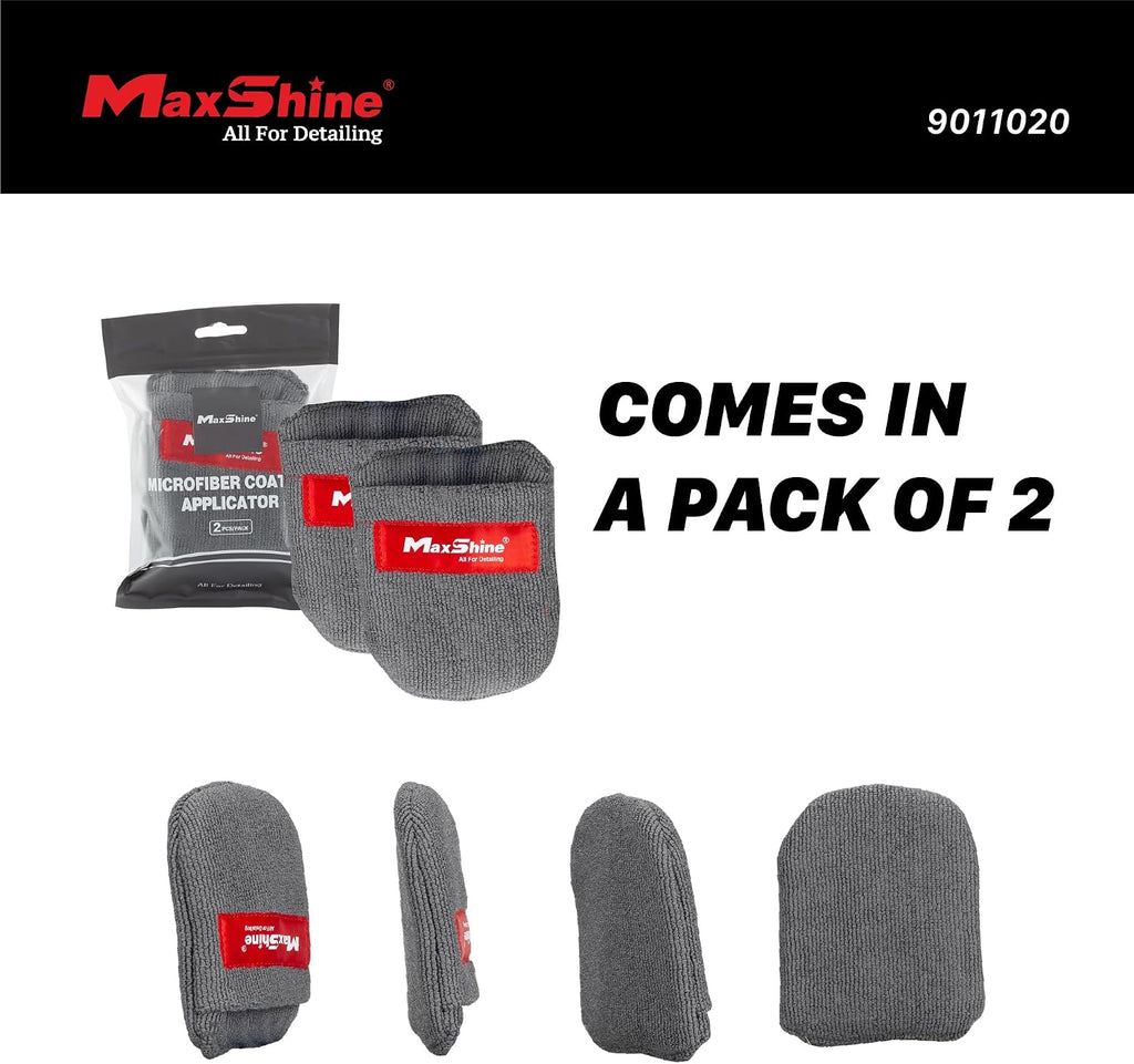 Maxshine Universal Microfiber Coating Applicator Pads, 2-Pack | Finger Pocket Design, Durable & Washable | Reusable Detailing Wax Pads for Car Coating, Sealant & Polish Application