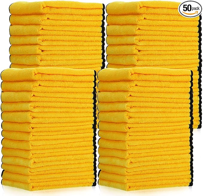 Tallew 50 Pcs Microfiber Towels 16 Inch x 16 Inch Microfiber Cloth Car Drying