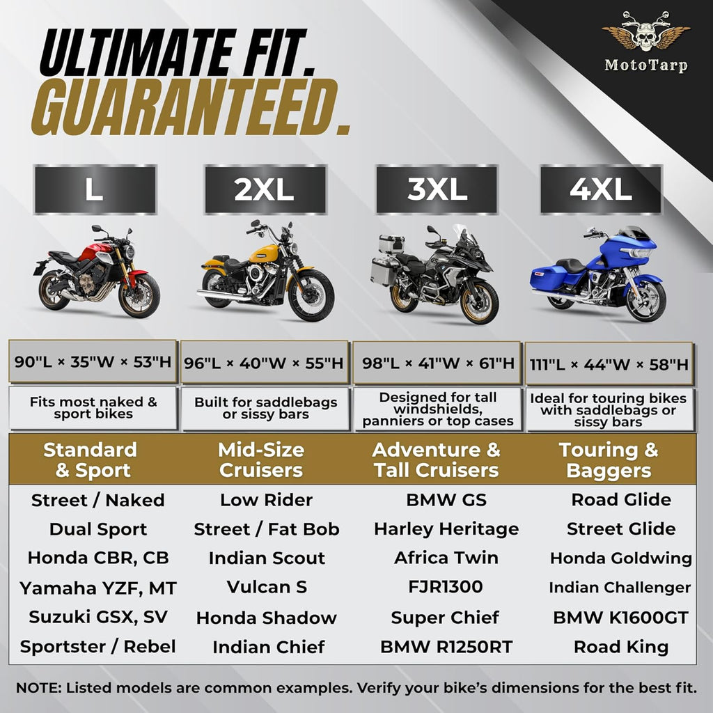 600D Heavy Duty Motorcycle Cover for Cruiser Models, Waterproof Outdoor All-Season Weatherproof Protection with Air Vents, Exhaust Heat Shield & Reflective Strips, Fits up to 96″