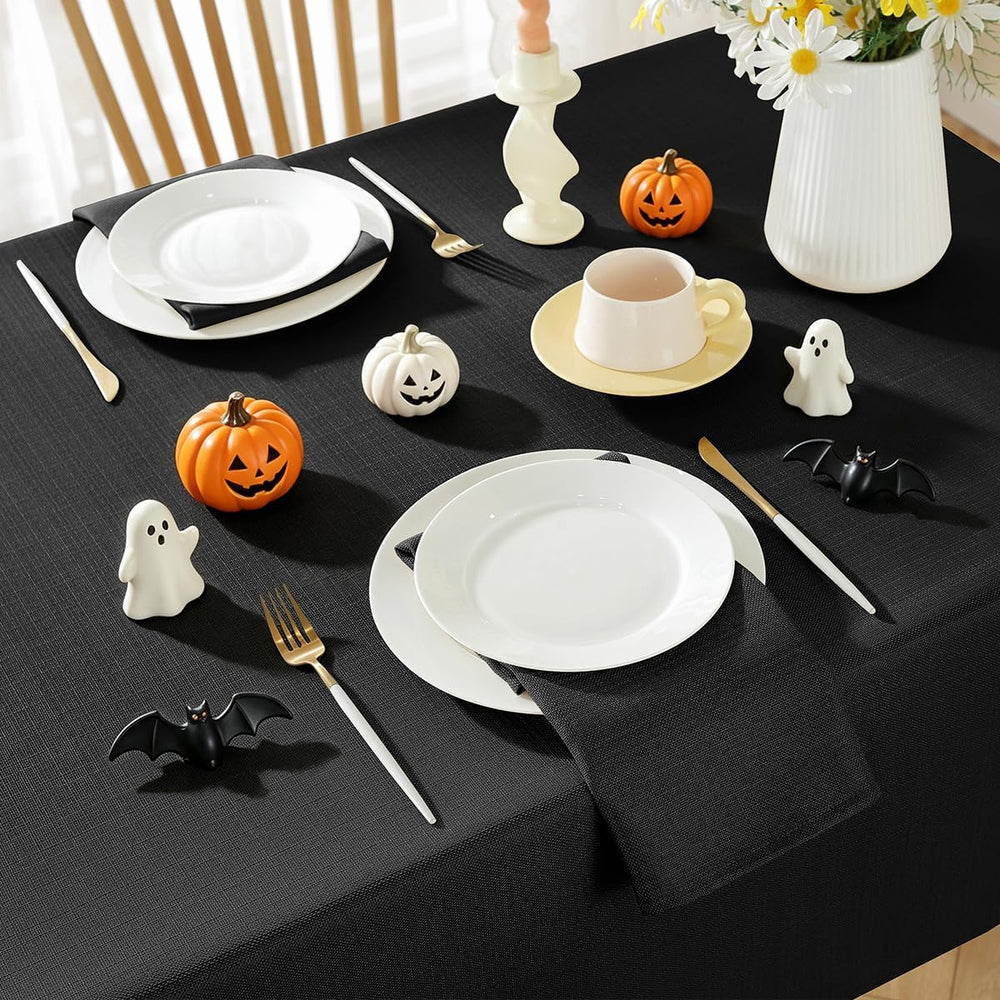 SASTYBALE Black Textured Tablecloth Rectangle 60 x 120 Inch, Halloween