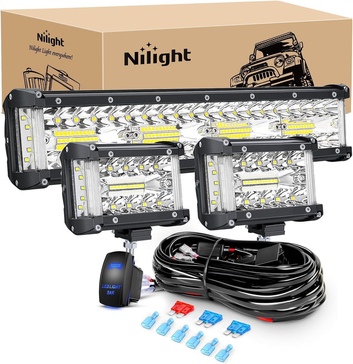nilight side shooter led light bar set 12, main product view