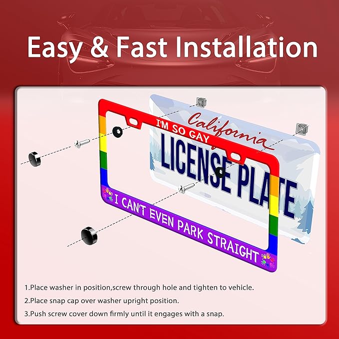 Gay License Plate Frame I'm so Gay I Can't Even Park Straight LGBT Funny - Image 3