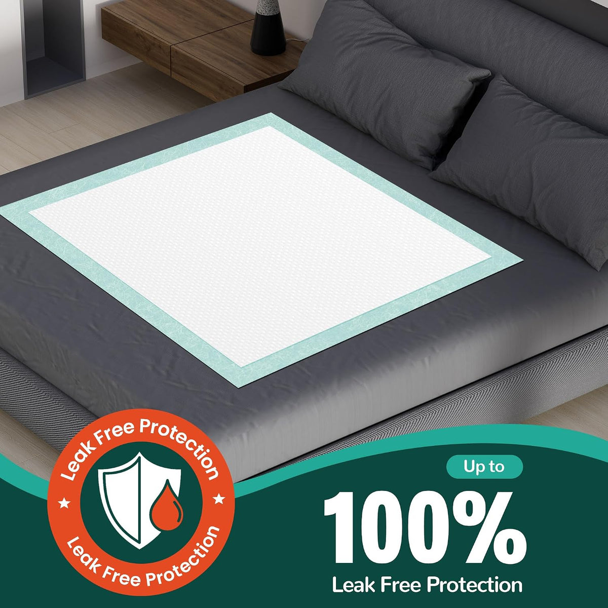 mildplus disposable bed pads with adhesive strip 30" shown in use