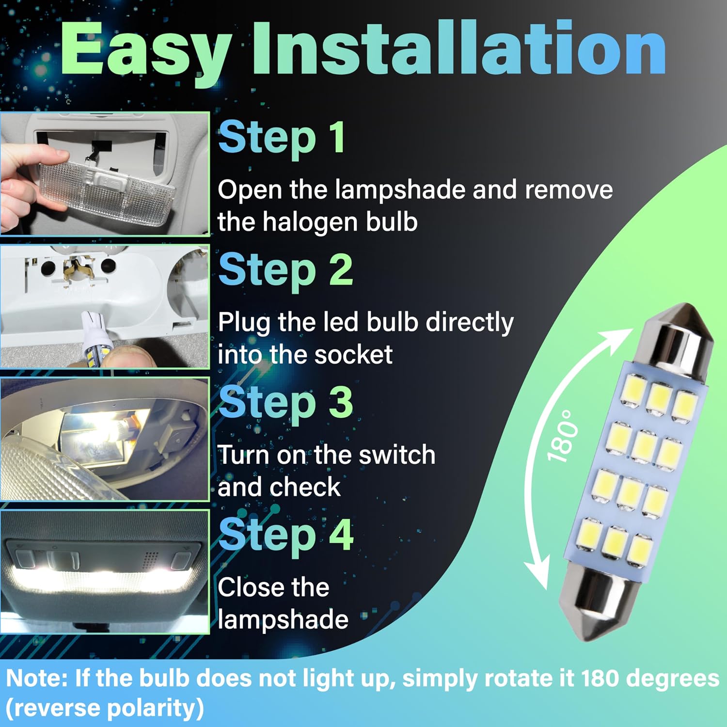 ecocstm 24 PCS Interior Led Dome Lights for Cars, 194 T10 DE3175 578 31mm 42mm Luces Led Para Carro, Car Accesorios Map Door Side Marker Cornering Trunk Light (White)