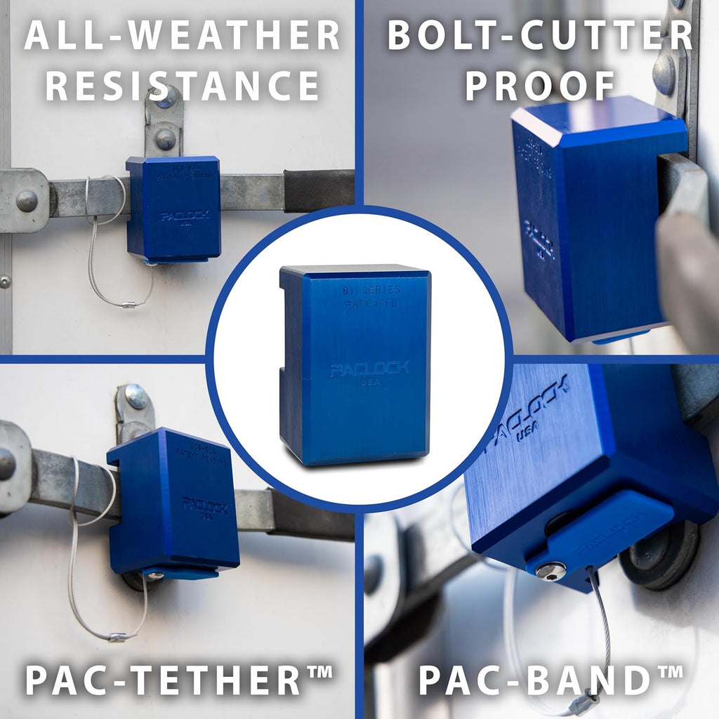 PACLOCK's 81-Series Patented Trailer Door Lock, UCS, High Performance 6-Pin Cylinder, One Lock Keyed to a Number U-Pick! w/ 2 Keys, Blue