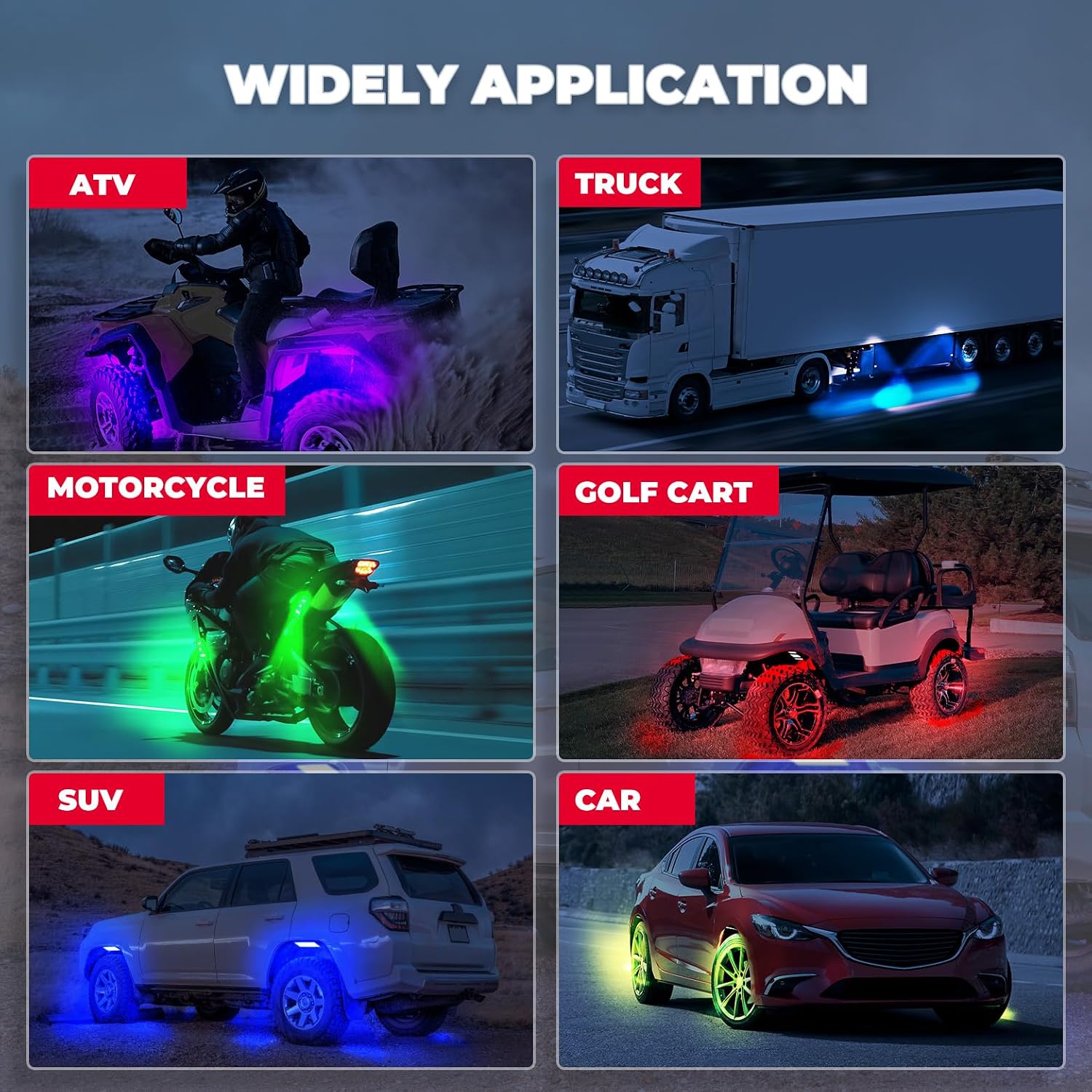 KEMIMOTO 4 Pods LED Rock Lights for Truck UTV, APP RF Dual Control Underglow Multicolor Neon Light Pod Universal Lighting for ATV, Car, Golf Cart, RV, Compatible with Can-Am X3 Polaris RZR Sportsman