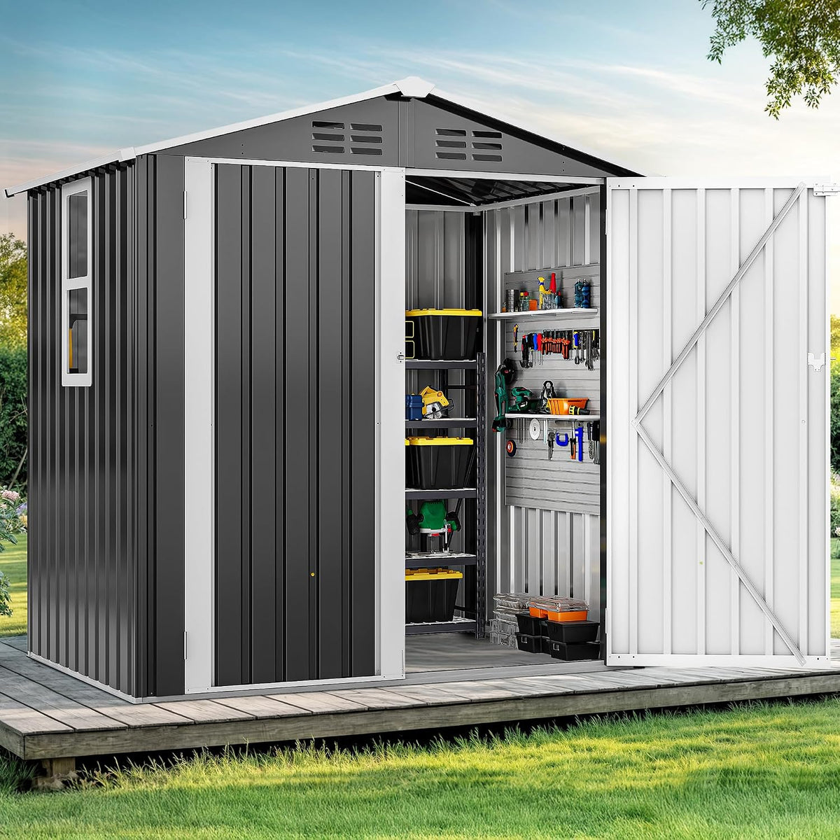 DWVO 6x4ft Metal Outdoor Storage Shed
