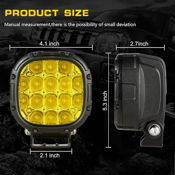 BIGLION.X 4 Inch Pair 160W 18800LM Amber Fog Lights Offroad Pods Super Bright - Image 5