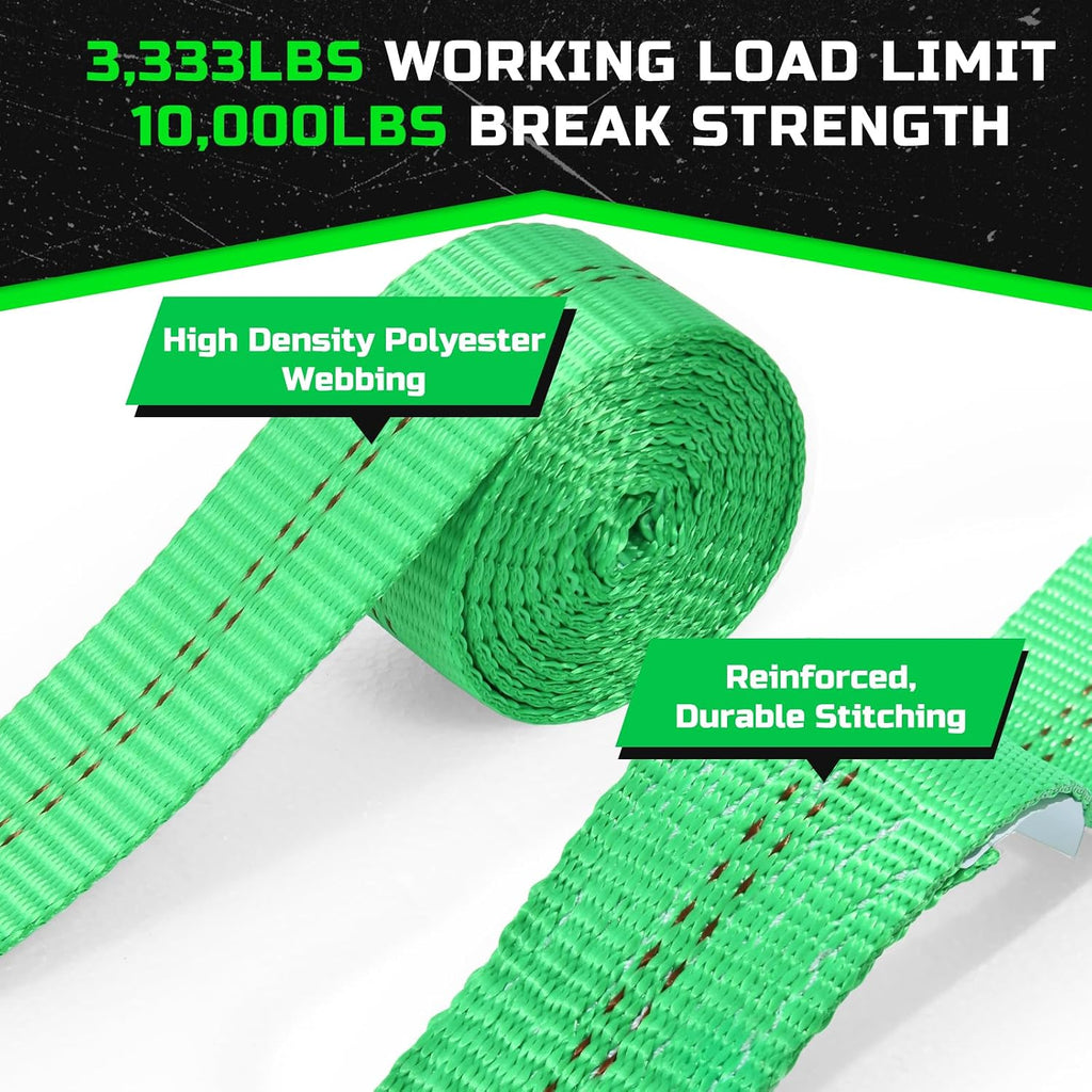 Trekassy Car Tie Down Straps for Trailers Heavy Duty, 2" x 114" Adjustable Ratchet Straps with Snap Hooks, 10,000 lbs Break Strength, (4) 36" Axle Straps, Use for Car, Truck, UTV Transport