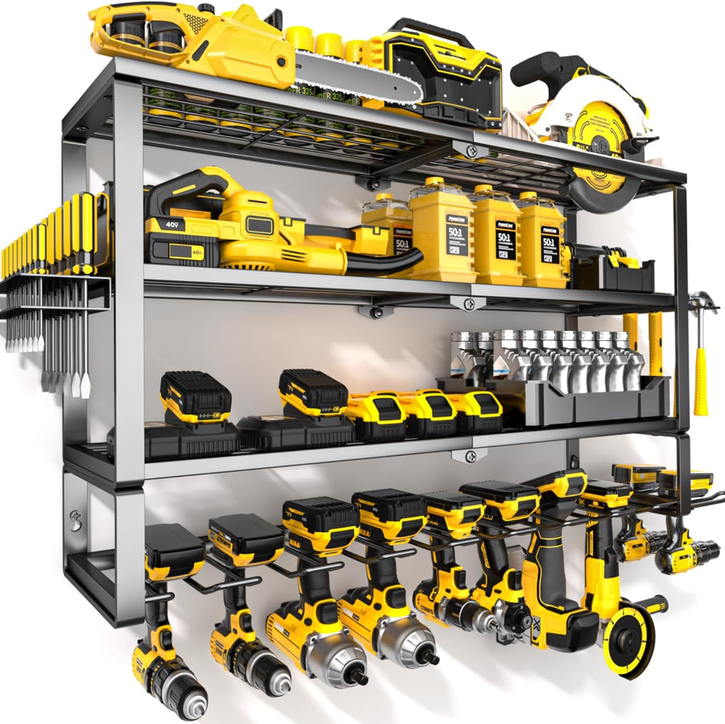YYR Large Power Tool Organizer Wall Mount, Heavy Duty Metal Cordless Drill