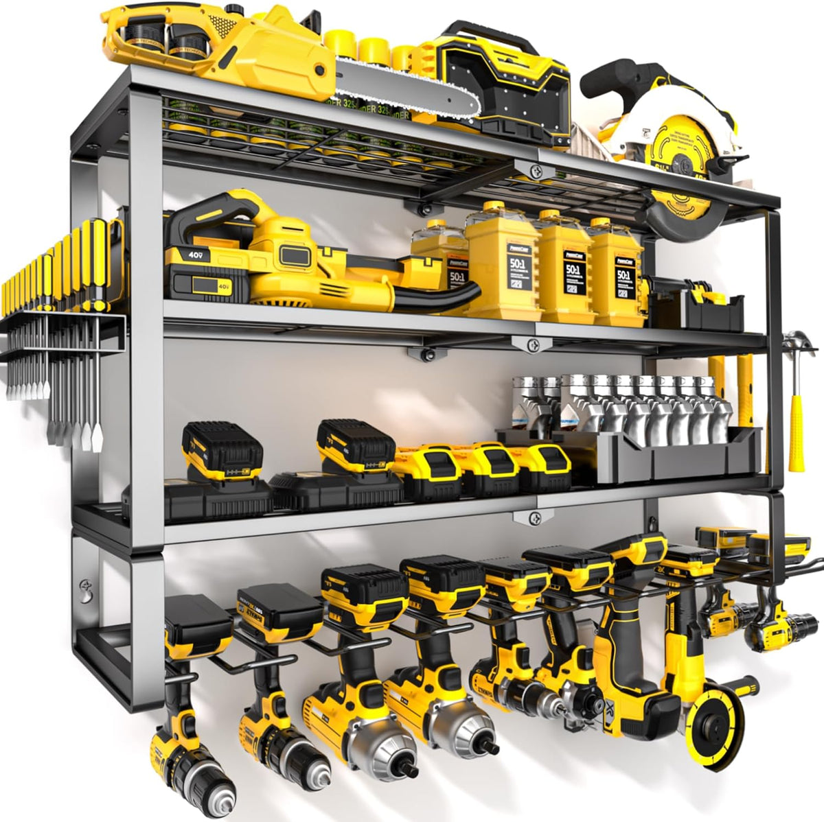 YYR Large Power Tool Organizer Wall Mount, Heavy Duty Metal Cordless Drill
