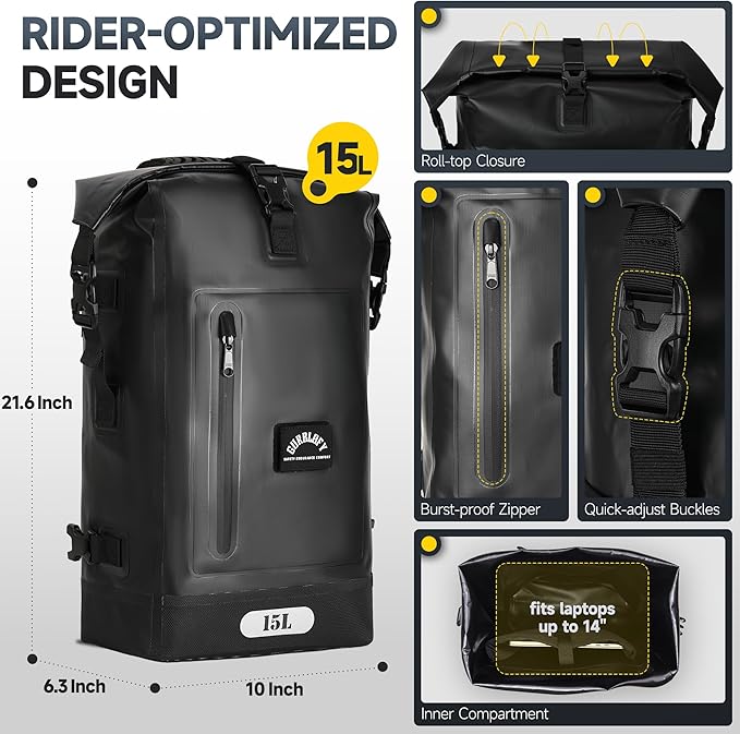 Motorcycle Tail Bag, 15L Waterproof Motorcycle Saddle Bag, 2 Size and 3 Color - Image 4