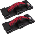 KEMIMOTO UTV Grab Handles, Triple Straps Absorb Sweat Breathable Red Paracord Hand Grip for 1.5 to 2'' Roll Bar Compatible with Polaris RZR, Mavericks, UForce, Talon Pioneer, Mule, 2Pack