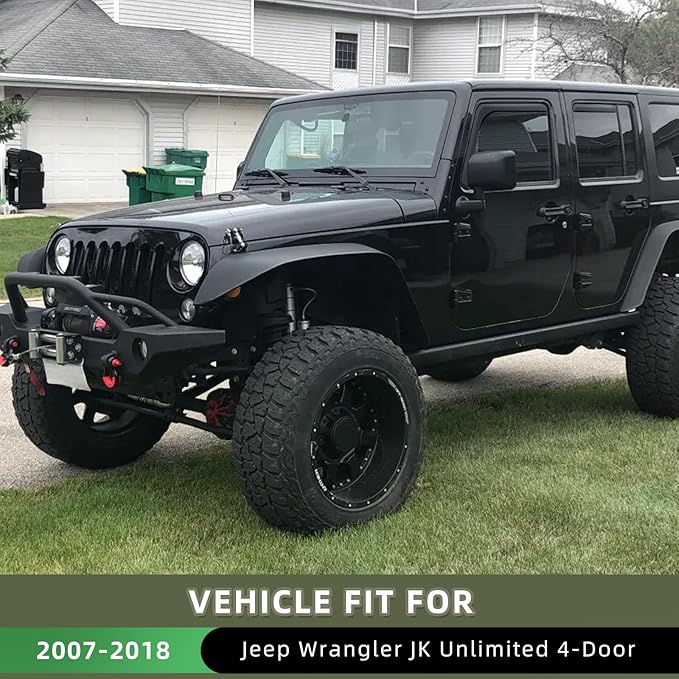 in Channel Rain Guards Fit for 2007-2018 Jeep Wrangler JK Unlimited 4-Door - Image 2