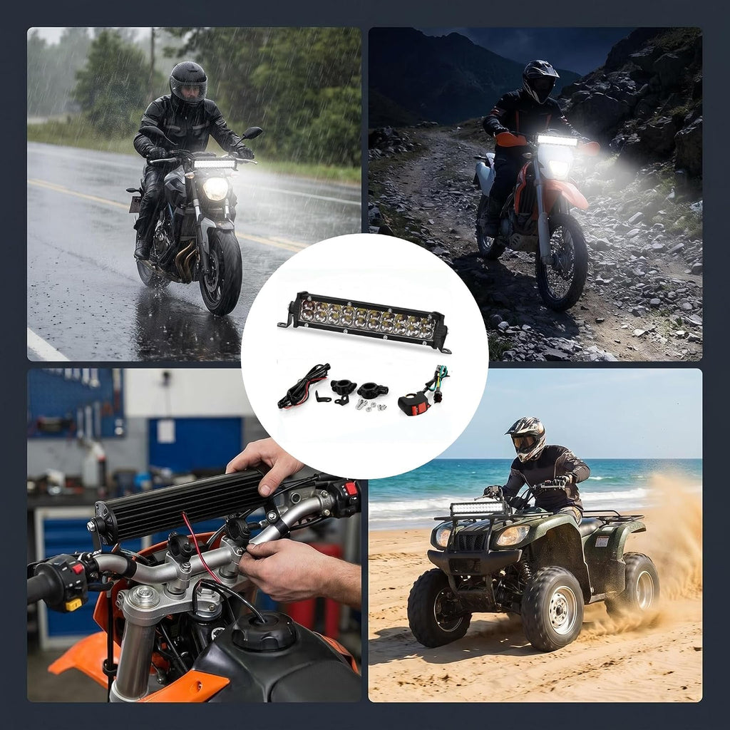 Motorcycle LED Light Bar 60W 4200Lm dirt bike headlight | Universal 7/8" 22mm Handlebars, Compatible with CRF110 CRF250F KLX110 TTR110 TTR110E RM85 YZF450 ，Dirt Bike Pit Bike