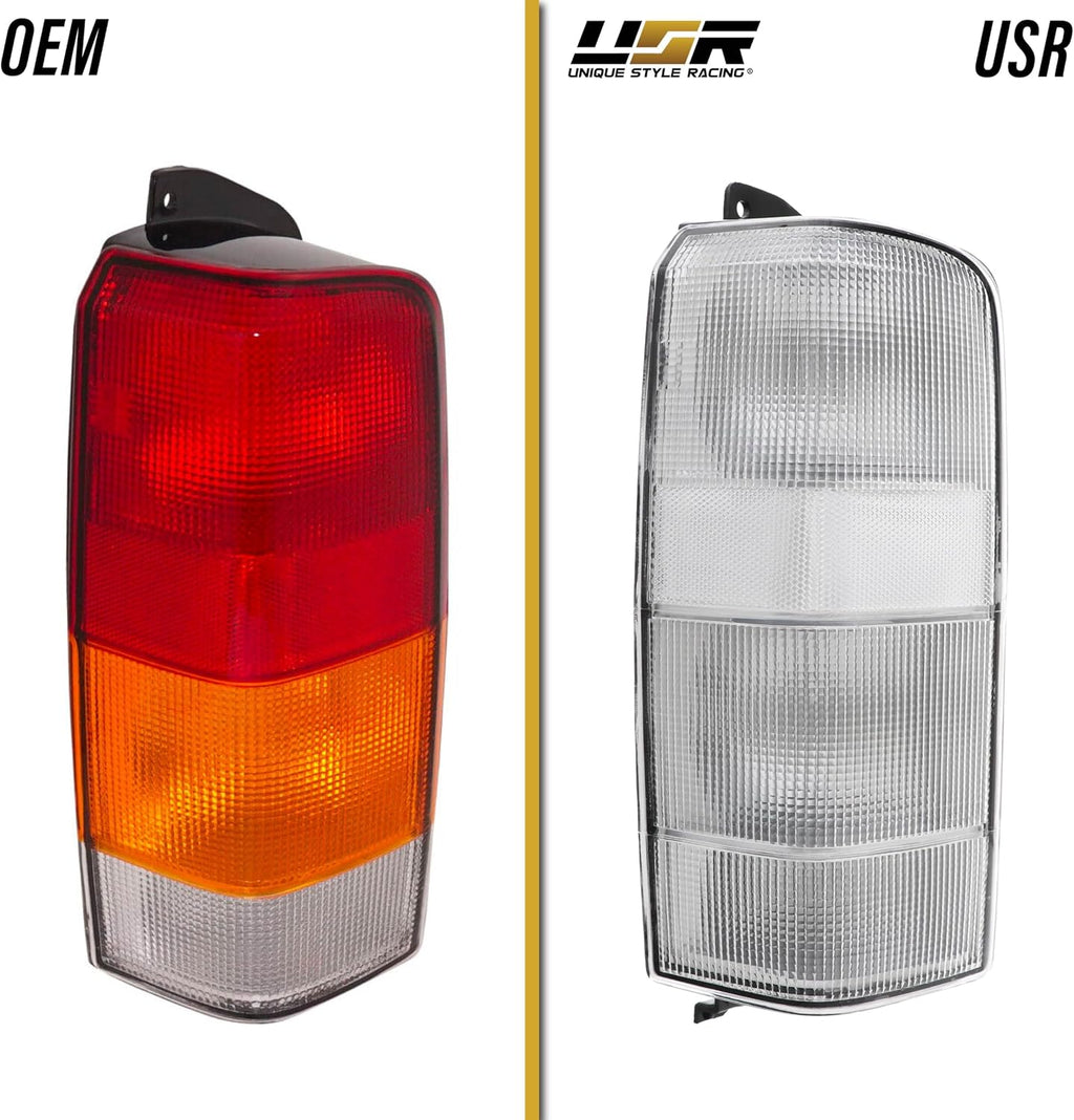 USR 97-01 Cherokee XJ Tail Light – Rear Tail Lamps Assembly (Left + Right) Pair - Compatible with 1997-2001 Jeep Cherokee XJ SUV All Models/Trims (ALL CLEAR LENS TAIL LIGHTS with x6 BULBS)