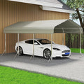 10X15ft Heavy Duty Metal Carport – Outdoor Galvanized Garage, Sturdy Structure by Unknown
