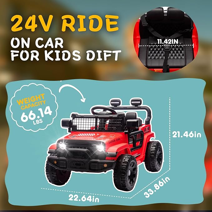 24V Ride on Toys with Parents Control, Ride on TruckCar with Four-Wheel - Image 4