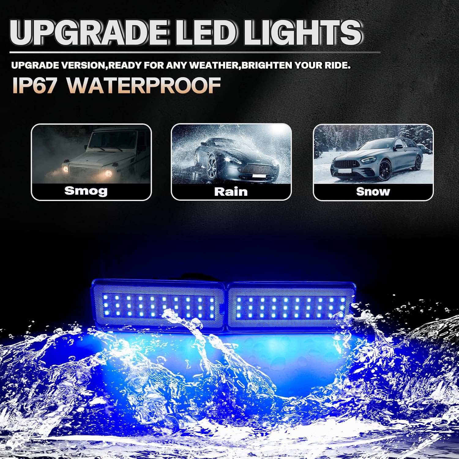 LED Interior Door Panel Courtesy Lights for 2000-2005 Ford Excursion 1999-2007 Ford F250 F350 F450 F550 Super Duty Bule Car Door Welcome Reflector Lamp With Extension Harness Clear Lens 2PCS