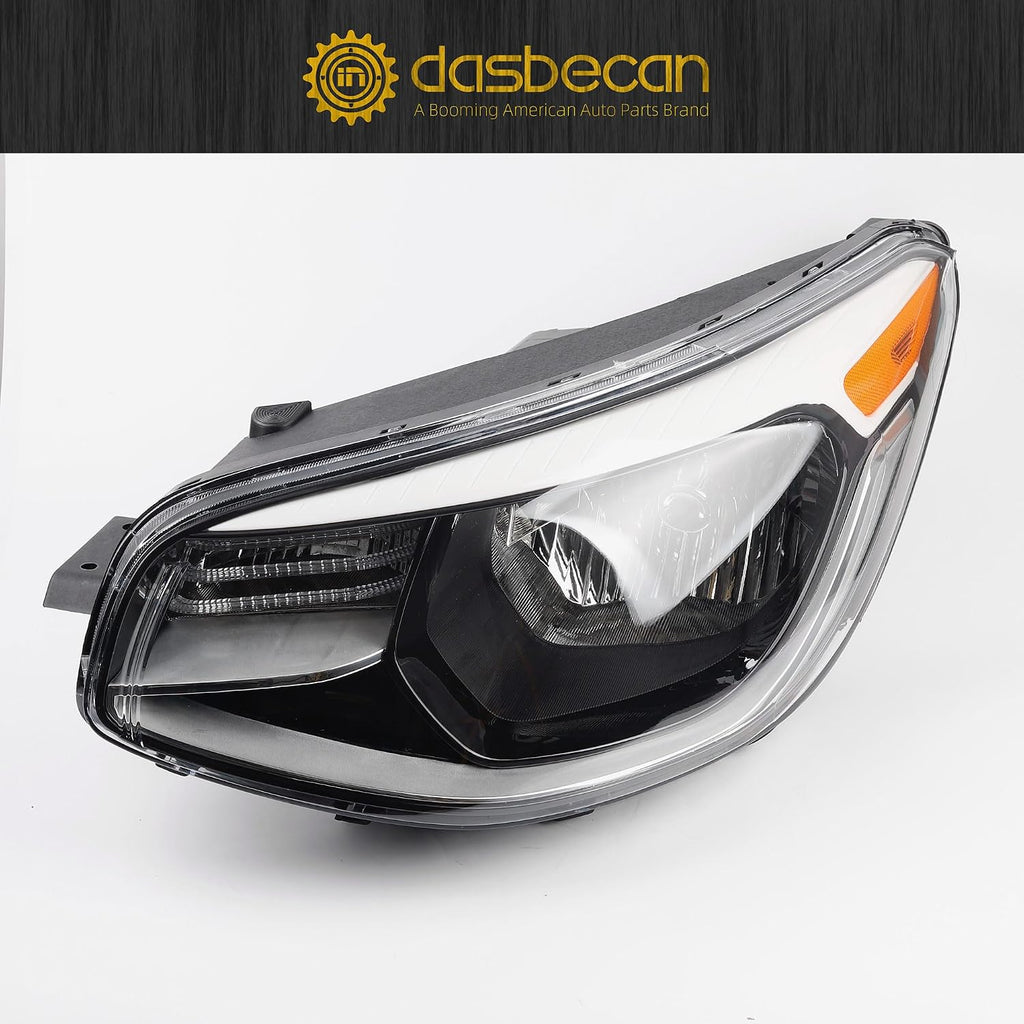 Dasbecan Halogen Headlight Compatible With Kia Soul 2014-2019 Left+Right Side Headlights Assembly Chrome Housing Replaces# 92101B2270 92102B2270 KI2502167 KI2503167(W/O Bulbs)