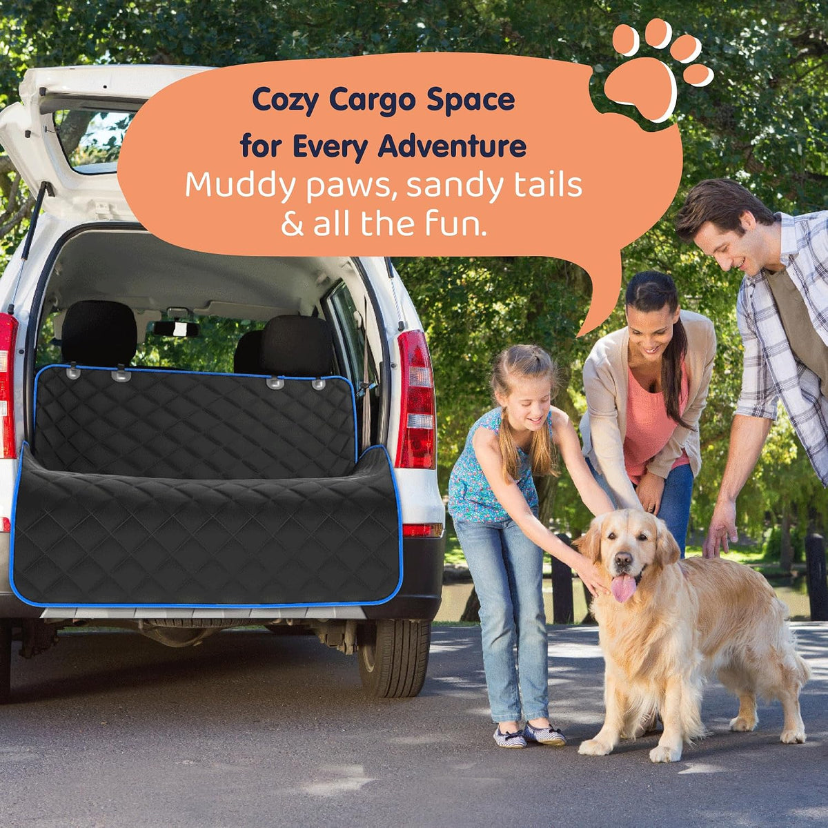 dog car seat cover for back seat, dog, front angle view