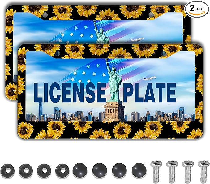 License Plate Frames Black Yellow Fun License Plate Frame Cover Aloha Hawaii by Unknown