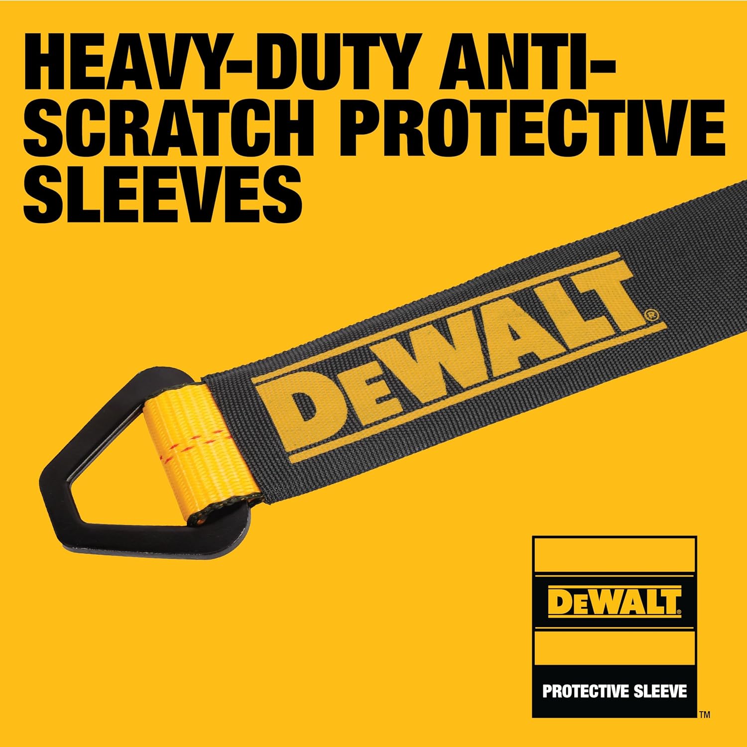 DEWALT DXBC80005 Black/Yellow 2" x 38" Premium Axle Tie Down Strap Kit (12,000 lb Break Strength) - Heavy Duty Protective for Truck, Trailer, ATV, UTV (Pack of 16)