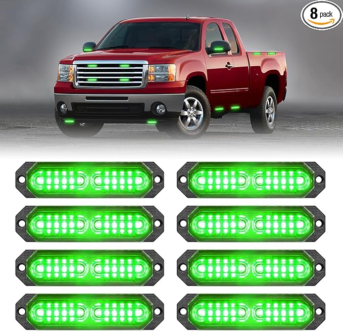 HLauto 1200T Emergency Strobe Grille Lights: 8pcs 12 LED Sync Feature Safety by HLauto