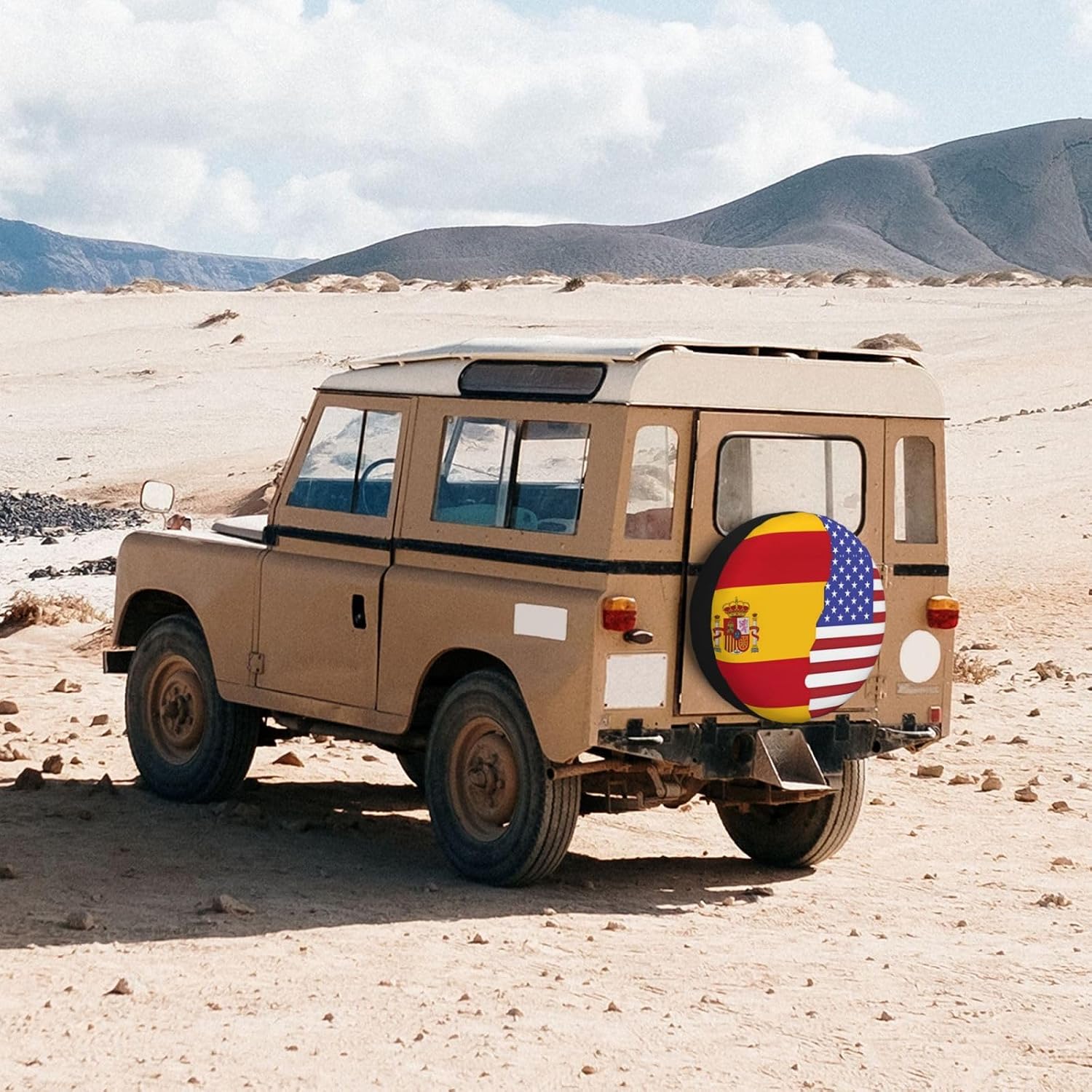 American Spain Flag Print Universal Spare Tire Cover for RV, Jeep | Wheel Protector Fits Rv, Trailer, Jeep, Shield Tires From Sun, Dirt And Rain For Outdoor Storage