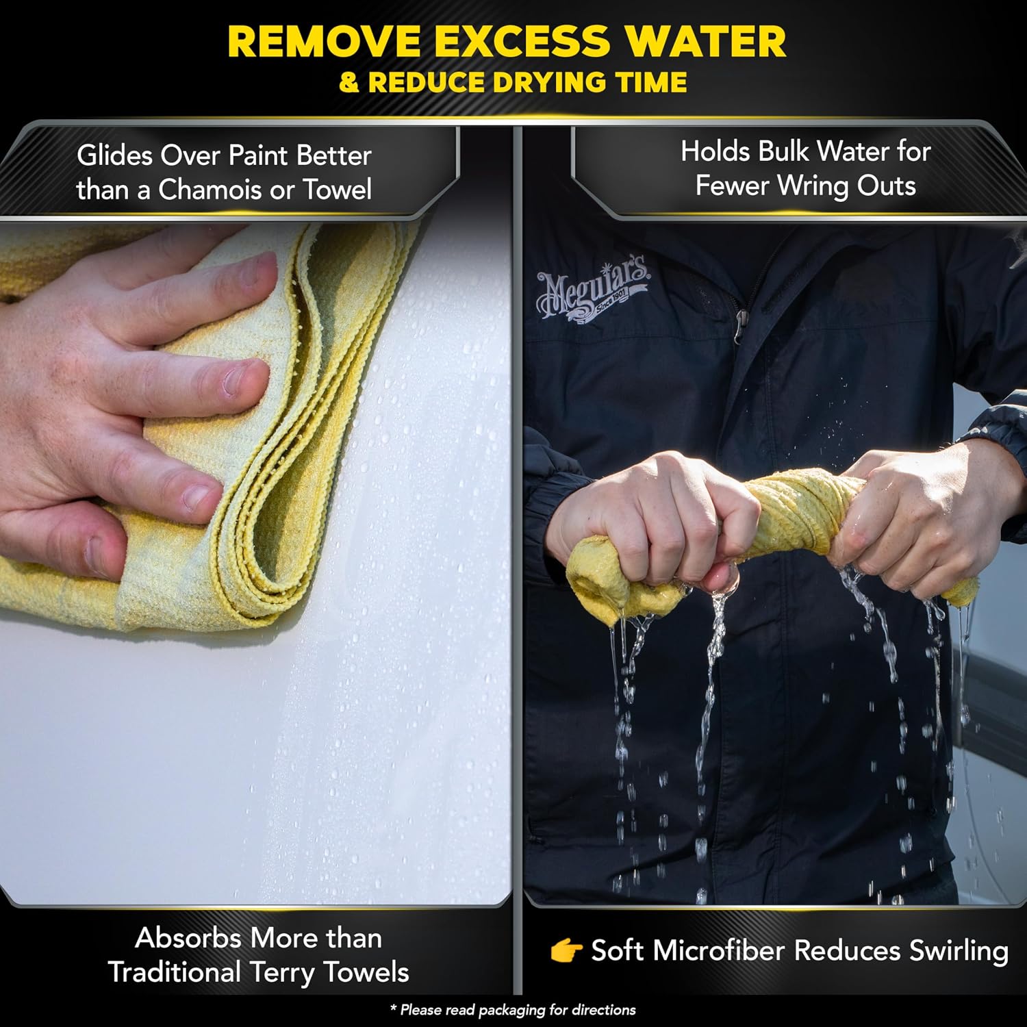 Meguiar's Water Magnet Microfiber Drying Towel - Premium Car Drying Towel That's Super Plush, Water Absorbent & Scratch-Free -1 Pack