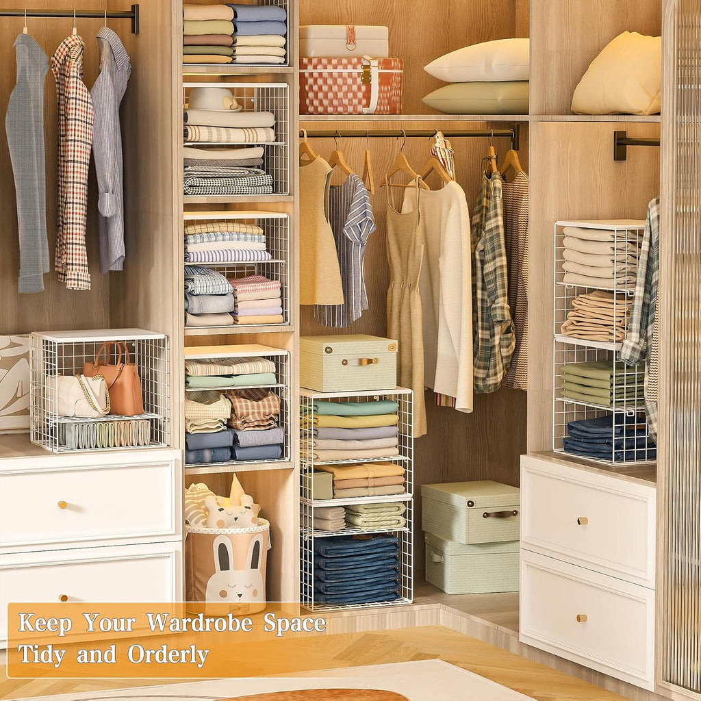 4-tier stackable closet organizers and storage shelves, closet, package contents